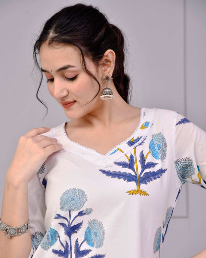 Kohinoor White Block Print Co-ord Set