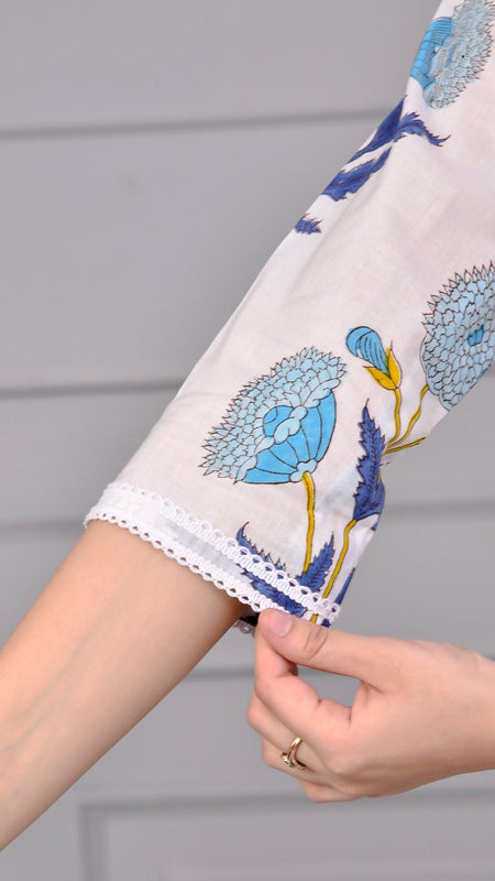 Kohinoor White Block Print Co-ord Set