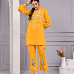 Sunshine Mustard Yellow Cotton Block Print Co-ord Set