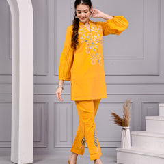 Sunshine Mustard Yellow Cotton Block Print Co-ord Set
