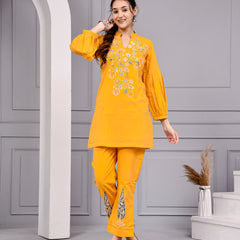 Sunshine Mustard Yellow Cotton Block Print Co-ord Set