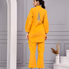 Sunshine Mustard Yellow Cotton Block Print Co-ord Set