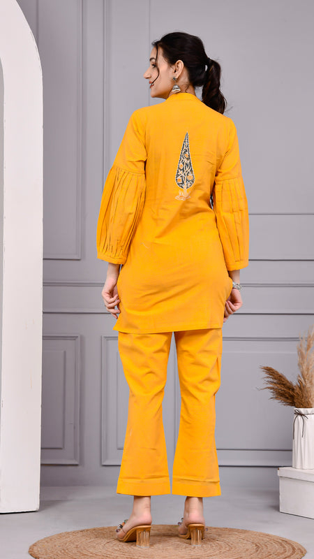 Sunshine Mustard Yellow Cotton Block Print Co-ord Set