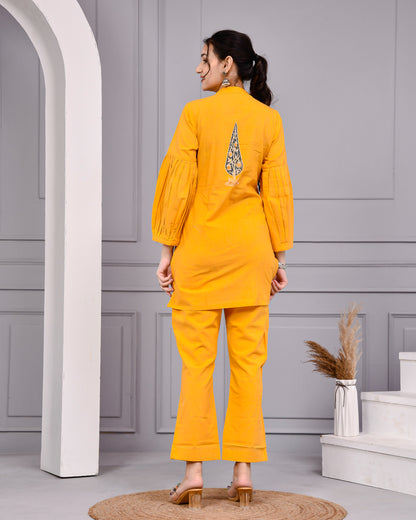 Sunshine Mustard Yellow Cotton Block Print Co-ord Set