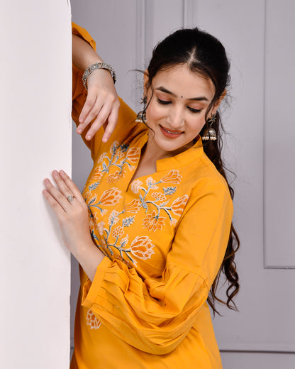 Sunshine Mustard Yellow Cotton Block Print Co-ord Set