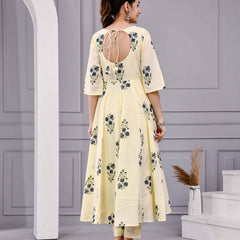 Saanvi Yellow Floral Printed Cotton Dress Set