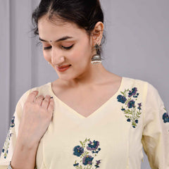 Saanvi Yellow Floral Printed Cotton Dress Set