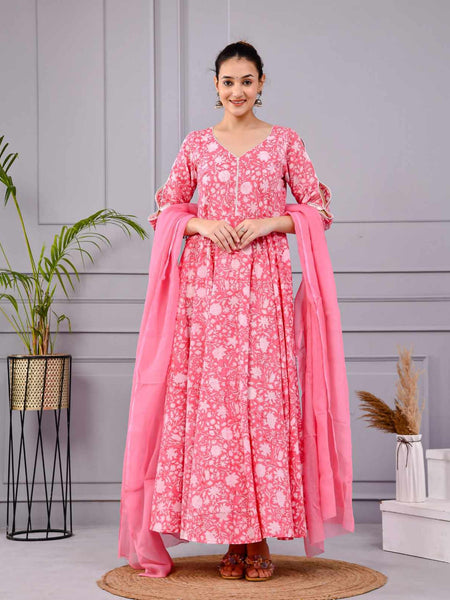 Roohani Pink Dress with Dupatta Set