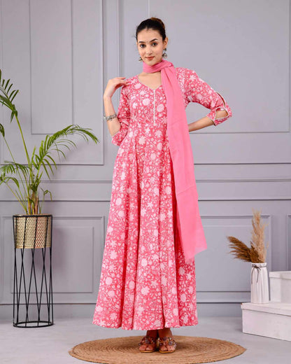 Roohani Pink Dress with Dupatta Set