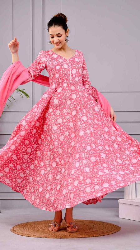 Roohani Pink Dress with Dupatta Set