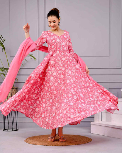 Roohani Pink Dress with Dupatta Set