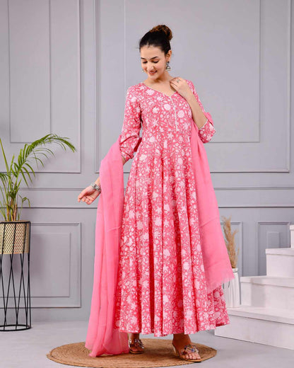 Roohani Pink Dress with Dupatta Set