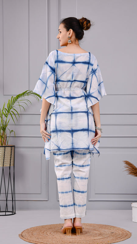 Aabir Blue & White Tie-Dye Cotton Dress