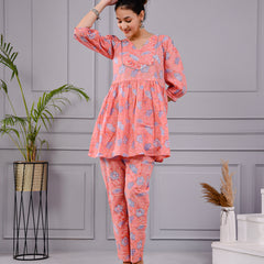 Chhappe Gulnaar Block Print Pink Co-ord Set