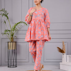 Chhappe Gulnaar Block Print Pink Co-ord Set