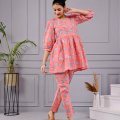 Chhappe Gulnaar Block Print Pink Co-ord Set
