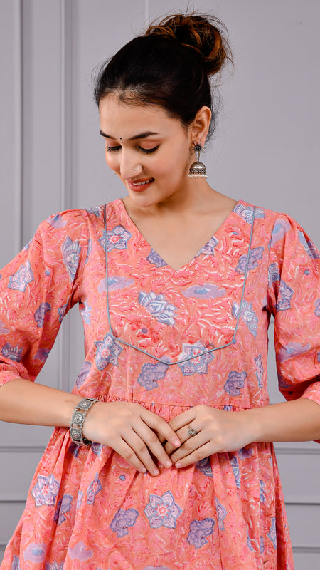 Chhappe Gulnaar Block Print Pink Co-ord Set
