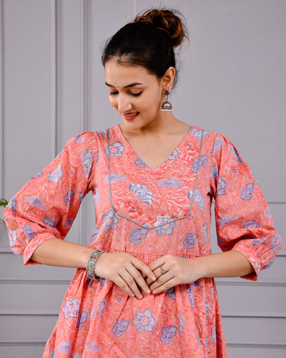 Chhappe Gulnaar Block Print Pink Co-ord Set