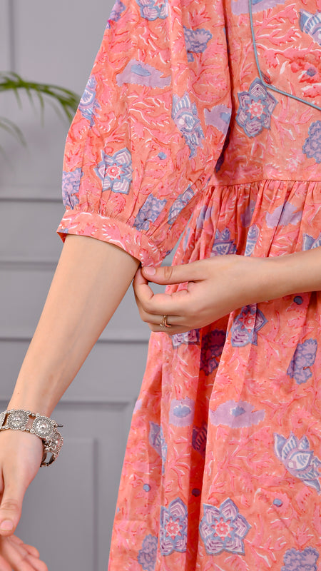 Chhappe Gulnaar Block Print Pink Co-ord Set