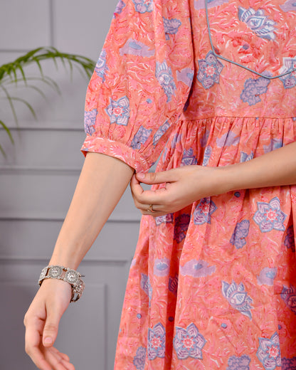 Chhappe Gulnaar Block Print Pink Co-ord Set