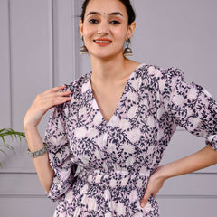 Skyra Puff Sleeve Floral Midi Dress