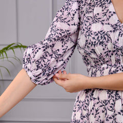 Skyra Puff Sleeve Floral Midi Dress