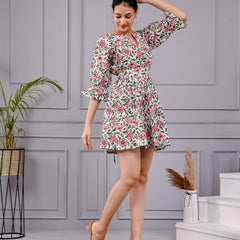 Aara Frock Printed Cotton Mini Dress
