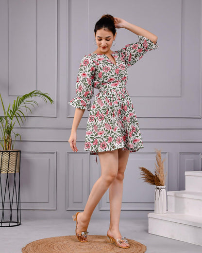 Aara Frock Printed Cotton Mini Dress