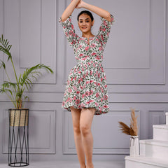 Aara Frock Printed Cotton Mini Dress