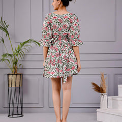 Aara Frock Printed Cotton Mini Dress