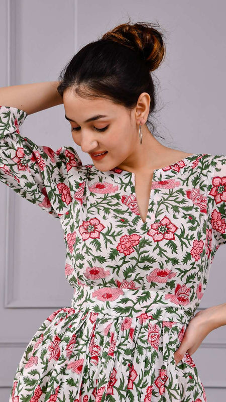 Aara Frock Printed Cotton Mini Dress