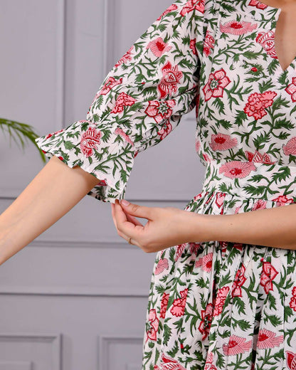 Aara Frock Printed Cotton Mini Dress