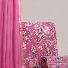 Magenta Pink Printed Cotton Fabric for Suits, Kurtis, Co-Ord Sets, Dresses & Ethnic Wear.