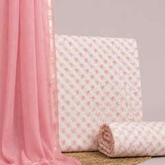 Dusty Pink Printed Cotton Fabric for Suits, Kurtis, Co-Ord Sets, Dresses & Ethnic Wear.