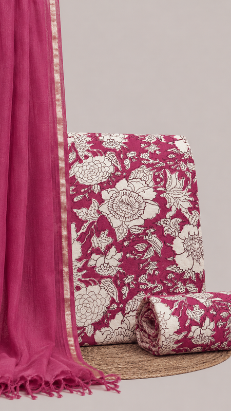 Floral Printed Cotton Fabric for Suits, Kurtis, Co-Ord Sets, Dresses & Ethnic Wear.