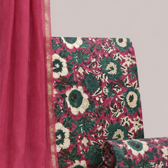 Margenta Pink Printed Cotton Fabric for Suits, Kurtis, Co-Ord Sets, Dresses & Ethnic Wear.