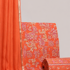 Rust Orange Printed Cotton Fabric for Suits, Kurtis, Co-Ord Sets, Dresses & Ethnic Wear.