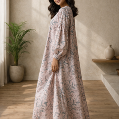 Blush Pink Floral Maxi Dress for Women