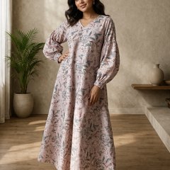 Blush Pink Floral Maxi Dress for Women