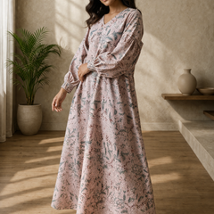 Blush Pink Floral Maxi Dress for Women