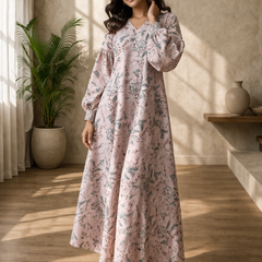 Blush Pink Floral Maxi Dress for Women