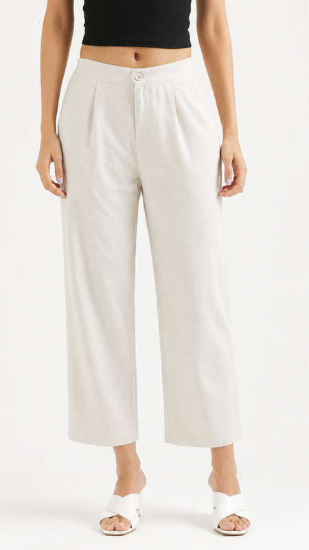 Women's White Wide-Leg Trousers
