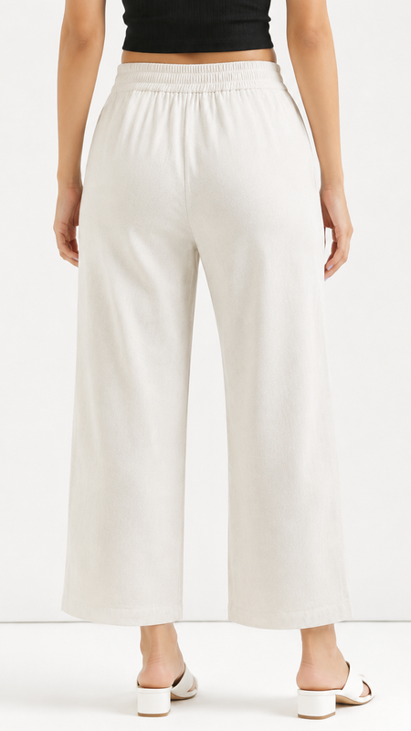 Women's White Wide-Leg Trousers