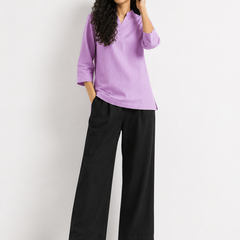 Women's Deep Black Wide-Leg Trousers
