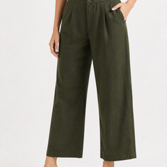 Women's Olive Wide-Leg Trousers