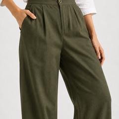 Women's Olive Wide-Leg Trousers