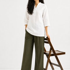 Women's Olive Wide-Leg Trousers