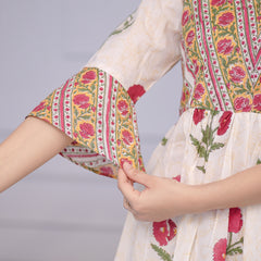 Gulbagh Block Print White Floral  Co-ord Set