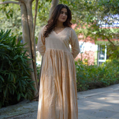 Avantika Handblock Khari Print Elegance Cotton Dress | Flared Traditional Outfit