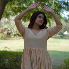 Avantika Handblock Khari Print Elegance Cotton Dress | Flared Traditional Outfit